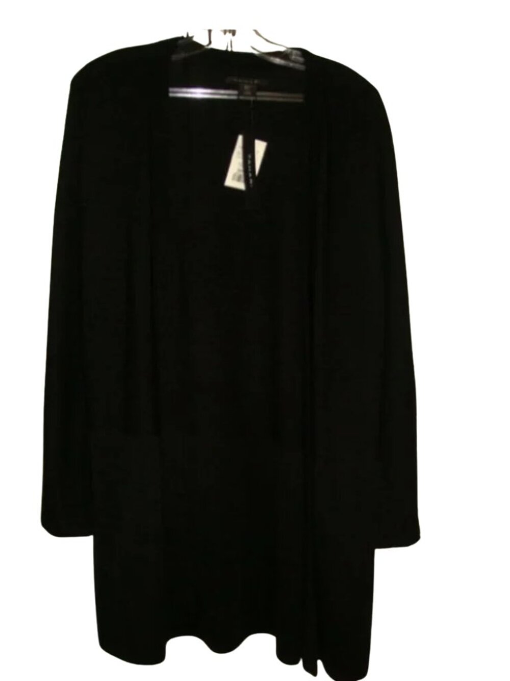 New with Tags Tahari Long Black Button Cuff Cardigan 50% Merino Wool size Large